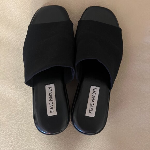 Steve Madden Slinky30 Flatform Sandals Slides Black Size 8 - Picture 3 of 4